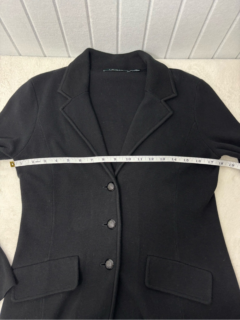Lauren Ralph Lauren Black Cotton Sweater-Knit Blazer size S - Picture 9 of 15